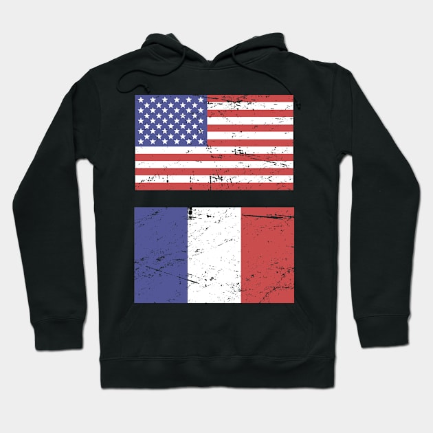 United States Flag & France Flag Hoodie by Wizardmode